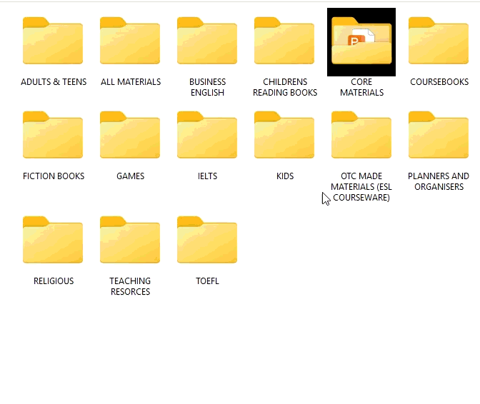 Browsing folders inside the Big ESL Drive teaching library